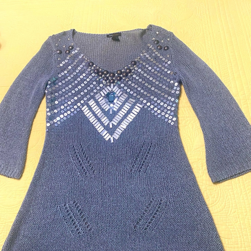 Glitzy Gray Tunic Sweater